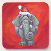 Elephant Kerstmis op rood Onderzetter (Voorkant)