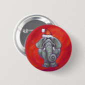 Elephant Kerstmis op rood Ronde Button 5,7 Cm (Voorkant /achterkant)