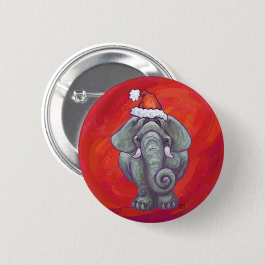 Elephant Kerstmis op rood Ronde Button 5,7 Cm (Voorkant /achterkant)