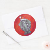 Elephant Kerstmis op rood Ronde Sticker (Envelop)