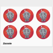 Elephant Kerstmis op rood Ronde Sticker (Vel)