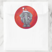 Elephant Kerstmis op rood Ronde Sticker (Tas)