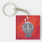 Elephant Kerstmis op rood Sleutelhanger (Voorkant)