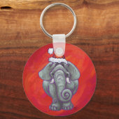 Elephant Kerstmis op rood Sleutelhanger (Voorkant)