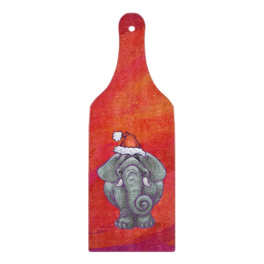 Elephant Kerstmis op rood Snijplank (Voorkant)