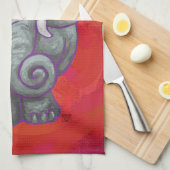 Elephant Kerstmis op rood Theedoek (Quarter Fold)