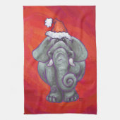 Elephant Kerstmis op rood Theedoek (Verticaal)