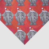 Elephant Kerstmis op rood Tissuepapier (Detail)