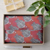 Elephant Kerstmis op rood Tissuepapier (Geschenk)