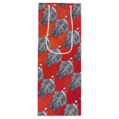 Elephant Kerstmis op rood Wijn Cadeautas (Voorkant)