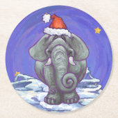 Elephant Kerstmis Ronde Kartonnen Onderzetter (Voorkant)
