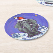 Elephant Kerstmis Ronde Kartonnen Onderzetter (Gebogen)