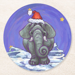 Elephant Kerstmis Ronde Kartonnen Onderzetter