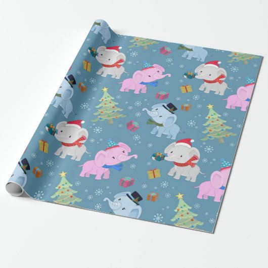 Elephant kerstpatroonverlooppapier cadeaupapier (Uitgerold)