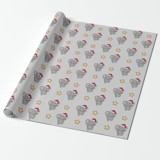 Elephant KerstWinter Animals Elephants Wrappi Cadeaupapier (Uitgerold)
