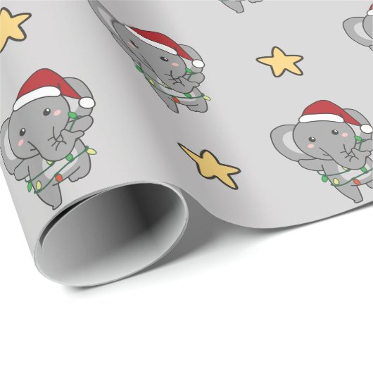 Elephant KerstWinter Animals Elephants Wrappi Cadeaupapier (Rol Hoek)