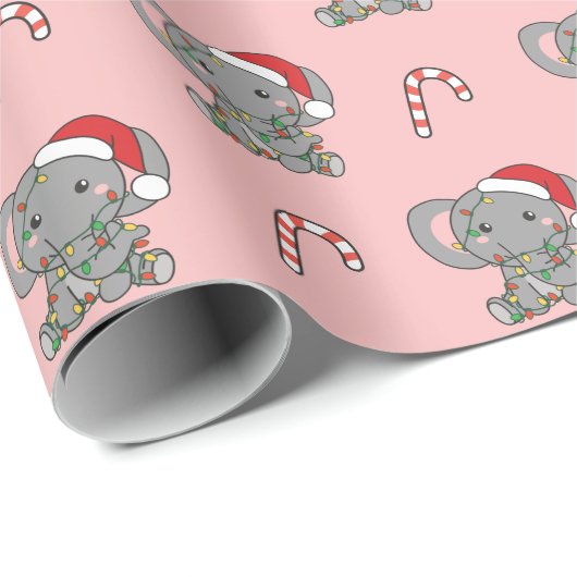 Elephant KerstWinter Animals Elephants Wrappi Cadeaupapier (Rol Hoek)