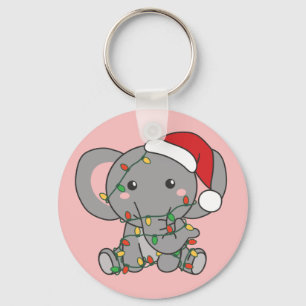 Elephant Kerstwinter Dieren Elephants Keycha Sleutelhanger
