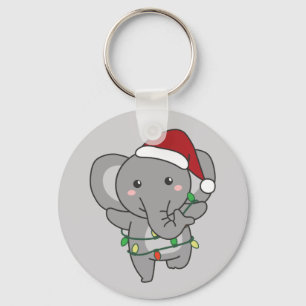 Elephant Kerstwinter Dieren Elephants Keycha Sleutelhanger