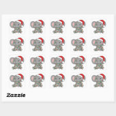 Elephant Kerstwinter Dieren Elephants Square Vierkante Sticker (Vel)