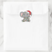 Elephant Kerstwinter Dieren Elephants Square Vierkante Sticker (Tas)