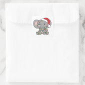 Elephant Kerstwinter Dieren Elephants Square Vierkante Sticker (Tas)