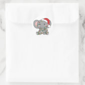 Elephant Kerstwinter Dieren Olephani Classi Ronde Sticker (Tas)