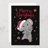 Elephant Kerstwinter Winter Animals Elephans A Feestdagenkaart (Voorkant / Achterkant)