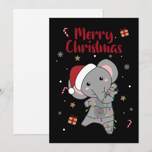 Elephant Kerstwinter Winter Animals Elephans A Feestdagenkaart (Voorkant / Achterkant)