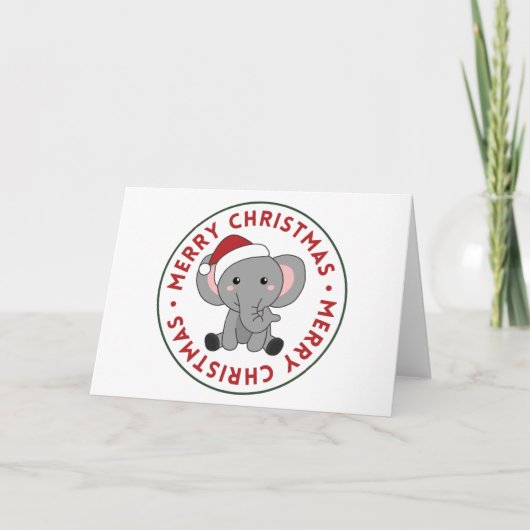 Elephant Kerstwinter Winter Animals Elephans H Feestdagen Kaart (Voorkant)