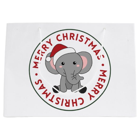 Elephant Kerstwinter Winter Animals Elephans L Groot Cadeauzakje (Voorkant)