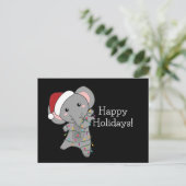 Elephant Kerstwinter Winter Animals Elephans P Briefkaart (Staand voorkant)