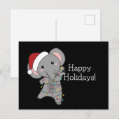 Elephant Kerstwinter Winter Animals Elephans P Briefkaart (Voorkant / Achterkant)