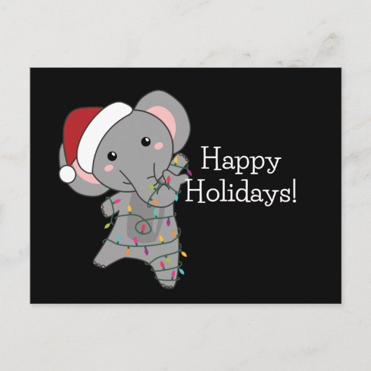 Elephant Kerstwinter Winter Animals Elephans P Briefkaart (Voorkant)