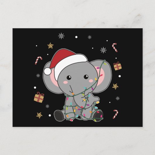 Elephant Kerstwinter Winter Animals Elephans P Briefkaart (Voorkant)