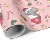 Elephant Kerstwinter Winter Animals Elephants Cadeaupapier (Rol Hoek)