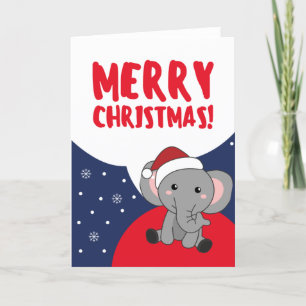 Elephant Kerstwinter Winter Animals Elephants Feestdagen Kaart