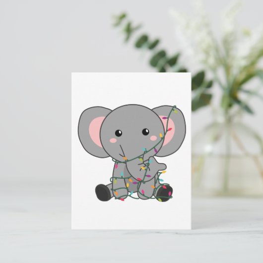 Elephant Kerstwinter Winter Animals Elephants Feestdagenkaart (Staand voorkant)