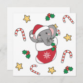 Elephant Kerstwinter Winter Animals Elephants Feestdagenkaart (Voorkant / Achterkant)