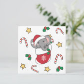 Elephant Kerstwinter Winter Animals Elephants Feestdagenkaart (Staand voorkant)