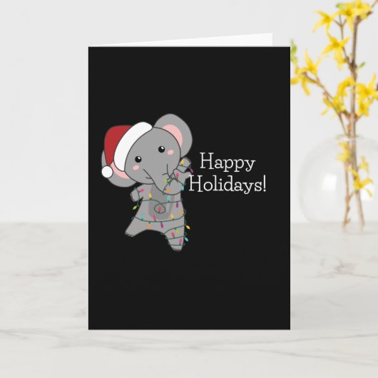 Elephant Kerstwinter Winter Animals Elephants Kaart (Gele Bloem)