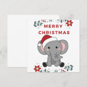 Elephant Kerstwinter Winter Animals Elephants Kaart (Voorkant / Achterkant)