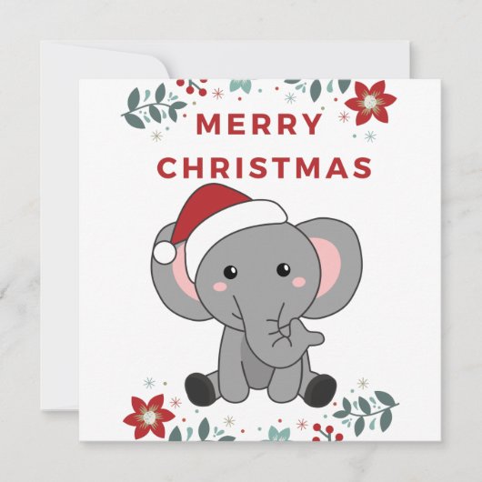 Elephant Kerstwinter Winter Animals Elephants Kaart (Voorkant)