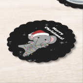 Elephant Kerstwinter Winter Animals Elephants Kartonnen Onderzetters (Gekanteld)