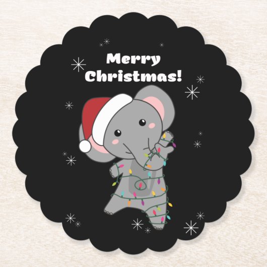 Elephant Kerstwinter Winter Animals Elephants Kartonnen Onderzetters (Voorkant)