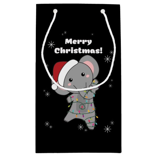 Elephant Kerstwinter Winter Animals Elephants Klein Cadeauzakje (Achterkant)