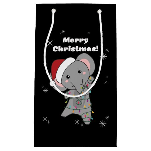 Elephant Kerstwinter Winter Animals Elephants Klein Cadeauzakje (Voorkant)