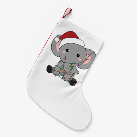 Elephant Kerstwinter Winter Animals Elephants Kleine Kerstsok (Voorkant (Hangend))