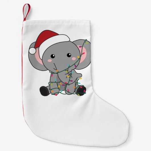 Elephant Kerstwinter Winter Animals Elephants Kleine Kerstsok (Voorkant)