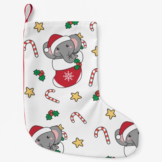 Elephant Kerstwinter Winter Animals Elephants Kleine Kerstsok (Voorkant)